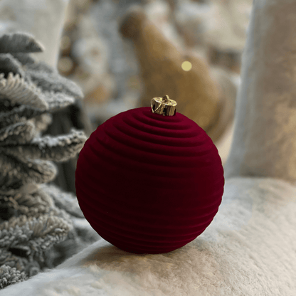 Bola Natalina Vermelha Veludo 15cm - 1un