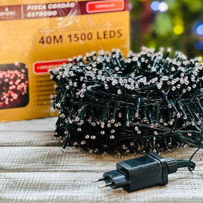 Pisca Estrobo - 40m - 1500 Leds - Vermelho - Bivolt