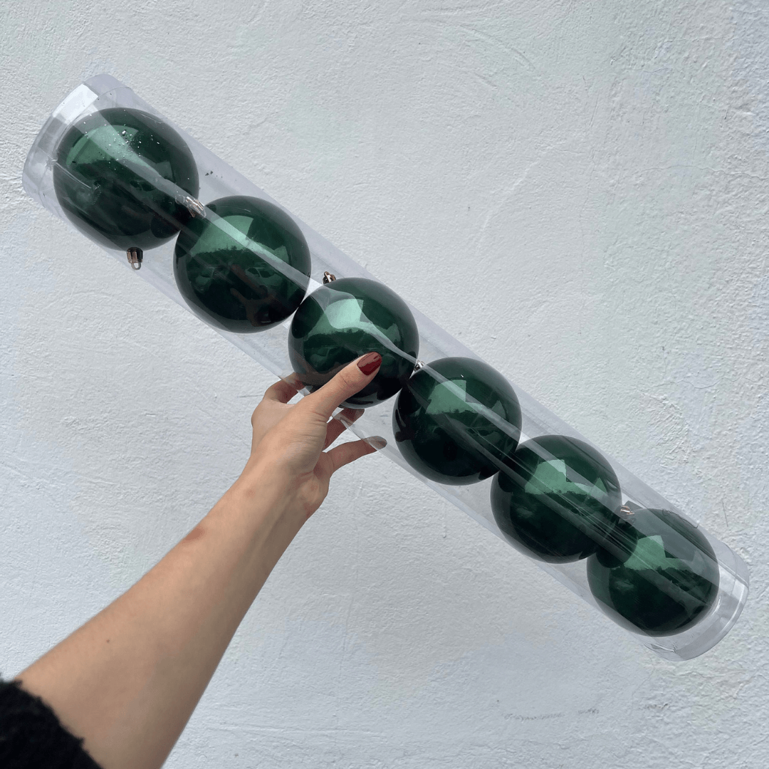 Bola de Natal em Tubo Perolada Verde 10cm | Jogo com 6 Peças