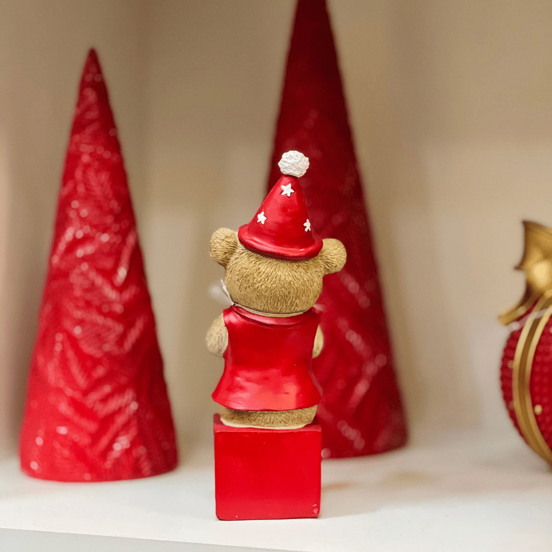 Urso Natalino de Resina Trompetista 20x9cm