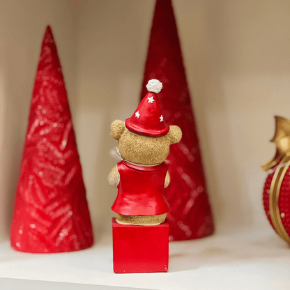 Urso Natalino de Resina Trompetista 20x9cm