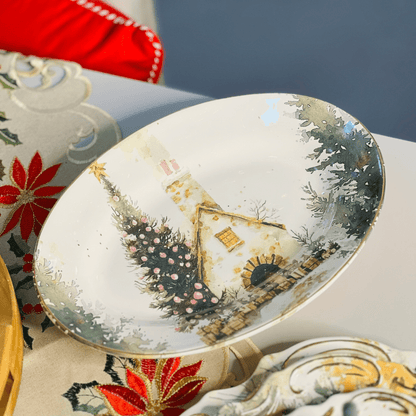 Travessa Pequena Noite de Neve de Cerâmica 33x23x5cm