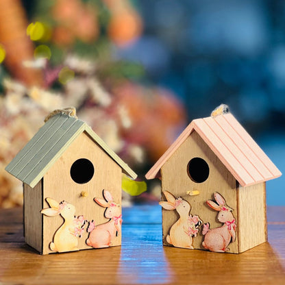 Enfeite Para Pendurar de Páscoa - Casa Pássaro Verde 12cm