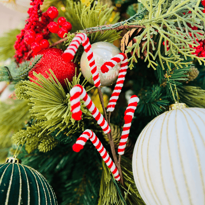 Galho Candy Cane Vermelho e Branco 48cm