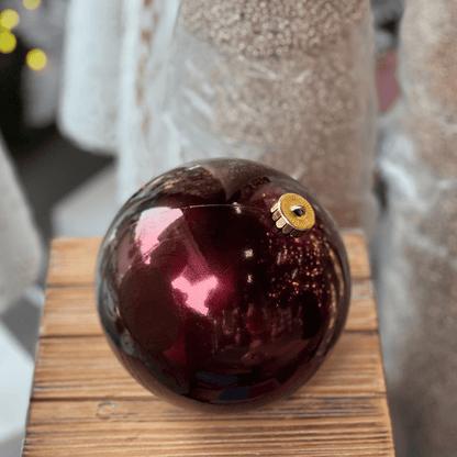 Jogo 2 Bolas Natalinas Peroladas Vinho 15cm