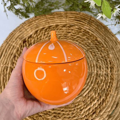 Pote Laranja Com Tampa Tutti-frutti de Cerâmica 730ml - 15x13cm