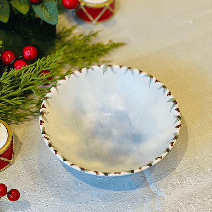 Bowl Decorado Natalino Snow de Cerâmica 16x5cm