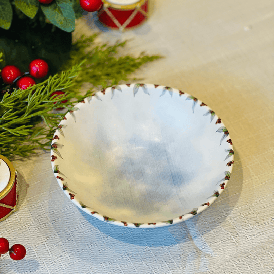 Bowl Decorado Natalino Snow de Cerâmica 16x5cm