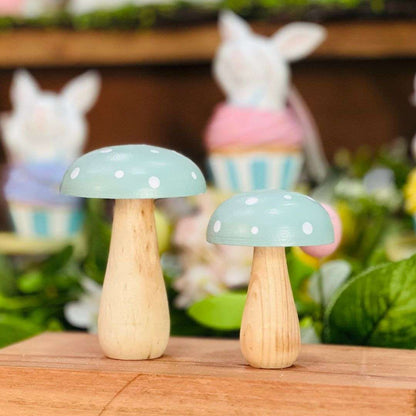 Jogo Com 3 Peças Cogumelos Decorativos Verde