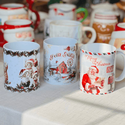 Caneca Celeiro Natalino de Porcelana 300ml