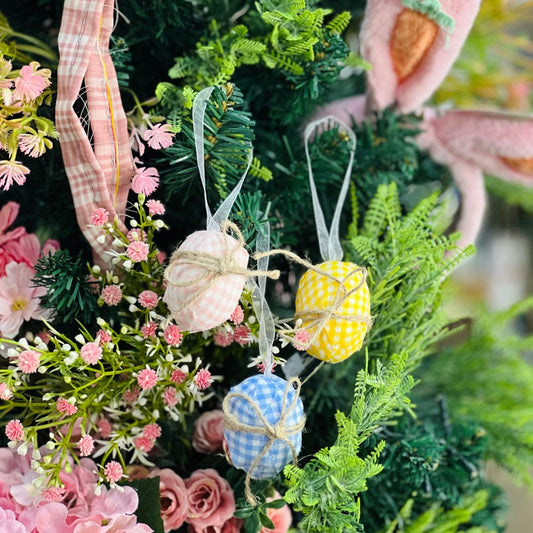 Saquinho com 6 Ovos de Páscoa - 6x4cm Rosa, Azul e Amarelo