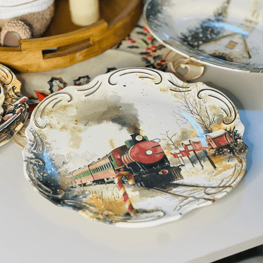 Sousplat Noite de Neve de Cerâmica 34cm