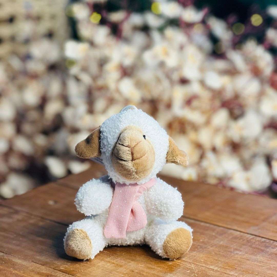 Mini Ovelha Com Laço Rosa - 11cm