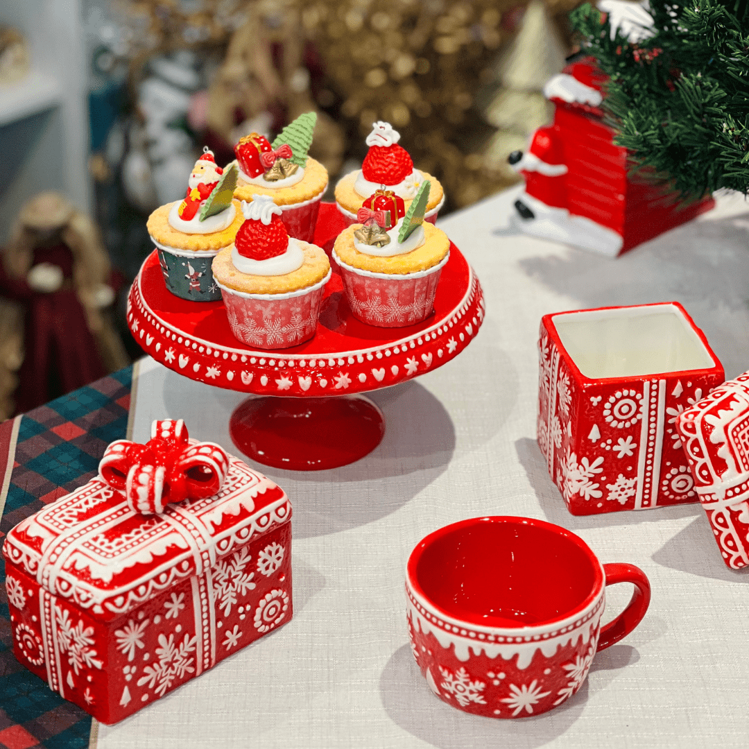 Caneca Natalina Flocos de Neve de Cerâmica 13cm