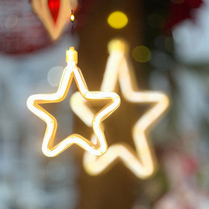 Cortina de LED 9 Estrelas Branco Quente com Memória de Função – Bivolt