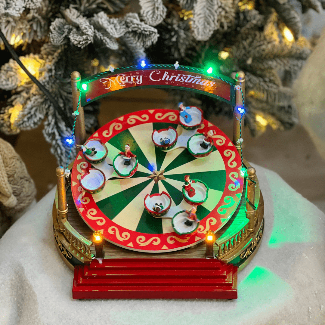 Parque Natalino Xícara Maluca Com Led e Movimento 24,2x26,5x26cm