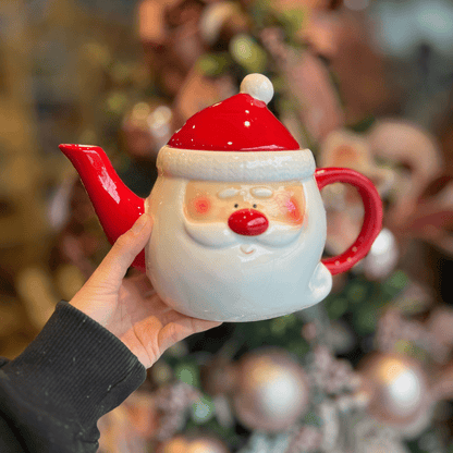 Chaleira de Papai Noel de Cerâmica 15cm