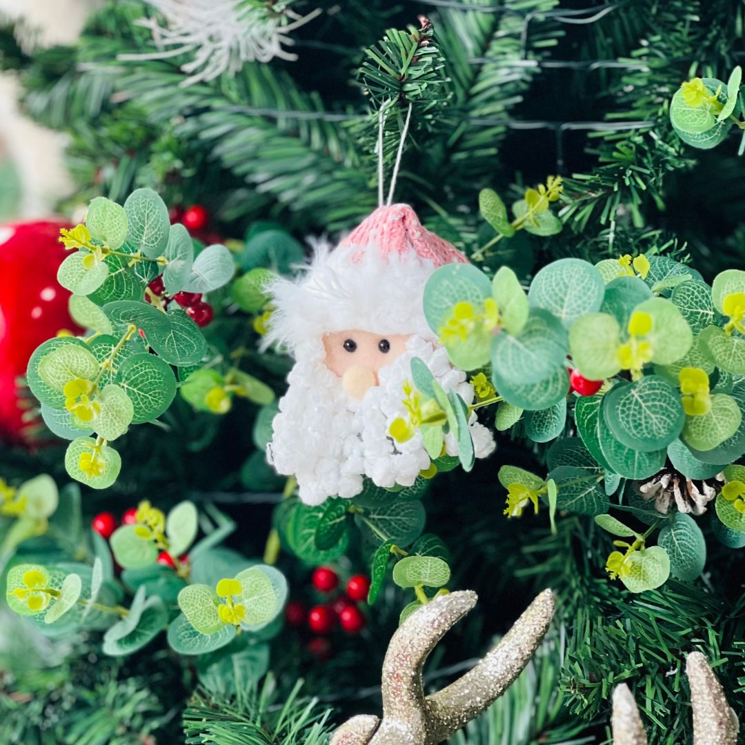 Carinha Papai Noel Para Pendurar Rosa - 13cm