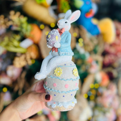 Coelho Decorativo Sentado - 22cm Resina