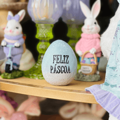 Conjunto 3 Ovos Decorativos de Páscoa de Resina 7,8x6,3x6,3cm