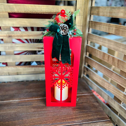 Lanterna Decorativa Natal Metal com LED - 38 x 15cm 