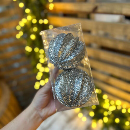Bola Decorada Champagne – 10cm | Kit com 2