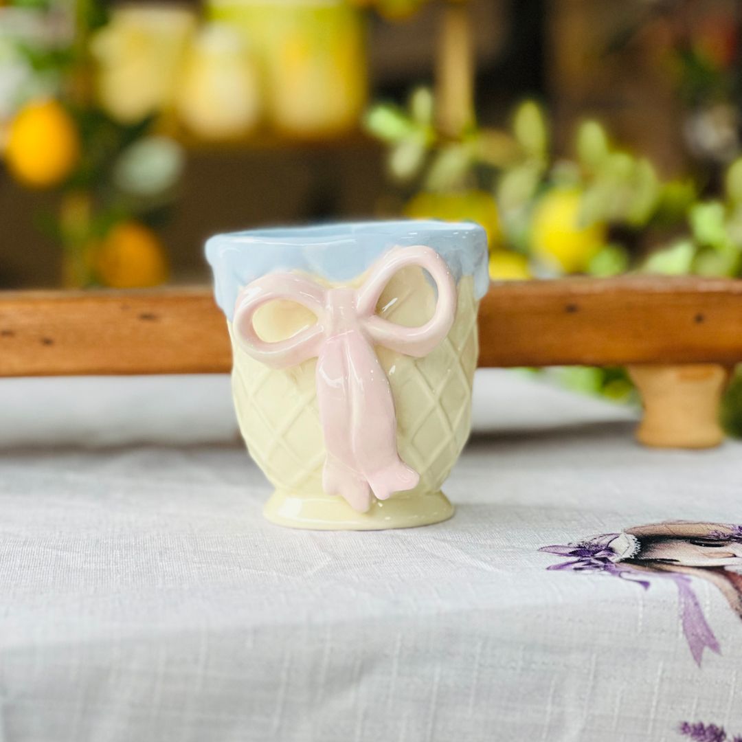 Caneca Casquinha de Sorvete com Laço - 10,2x12,2cm