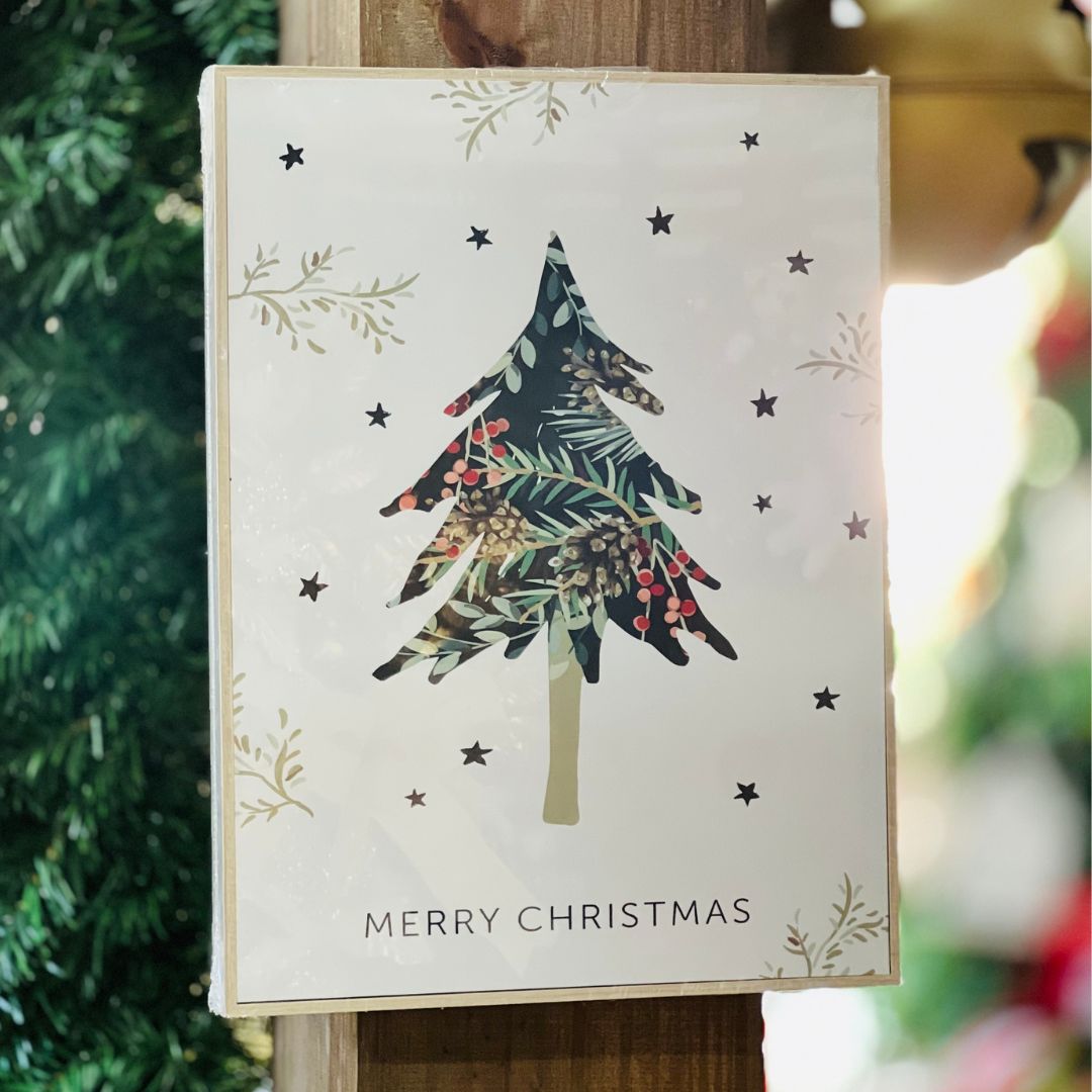 Quadro Mdf Pinheiro de Natal - 30x40x3cm