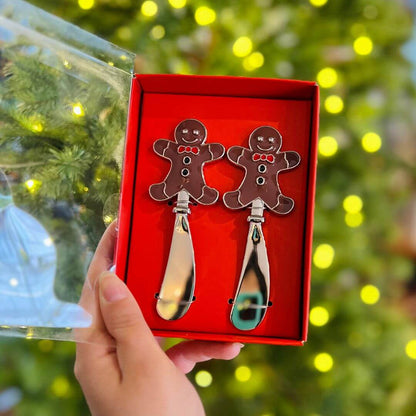 Kit Espátulas em Metal Natal Marrom – 2 Peças