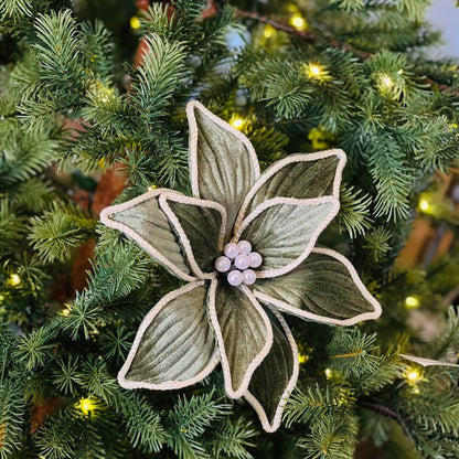 Flor Decorativa Verde com 9 Pétalas – 20x26cm