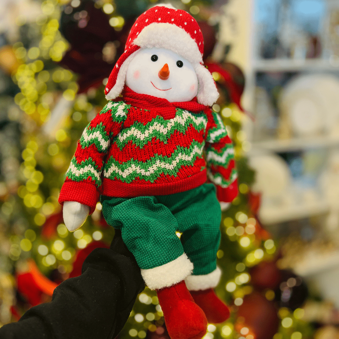 Boneco de Neve Natalino Sentado Com Tricot 65cm