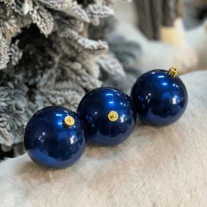 Jogo Com 6 Bolas Peroladas Azul Escuro 10cm