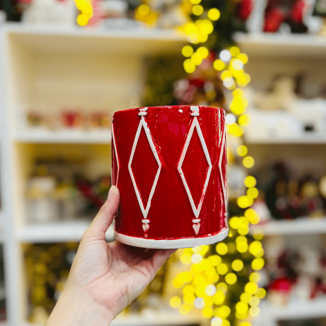 Pote Natalino Quebra Nozes Gingerbread de Cerâmica 28x13cm