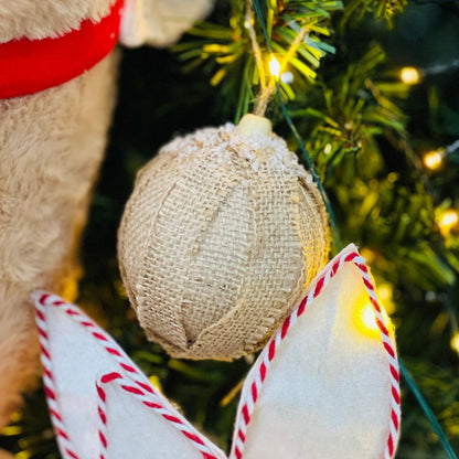 Caixa com 2 Bolas de Natal Decorada Natural 8cm