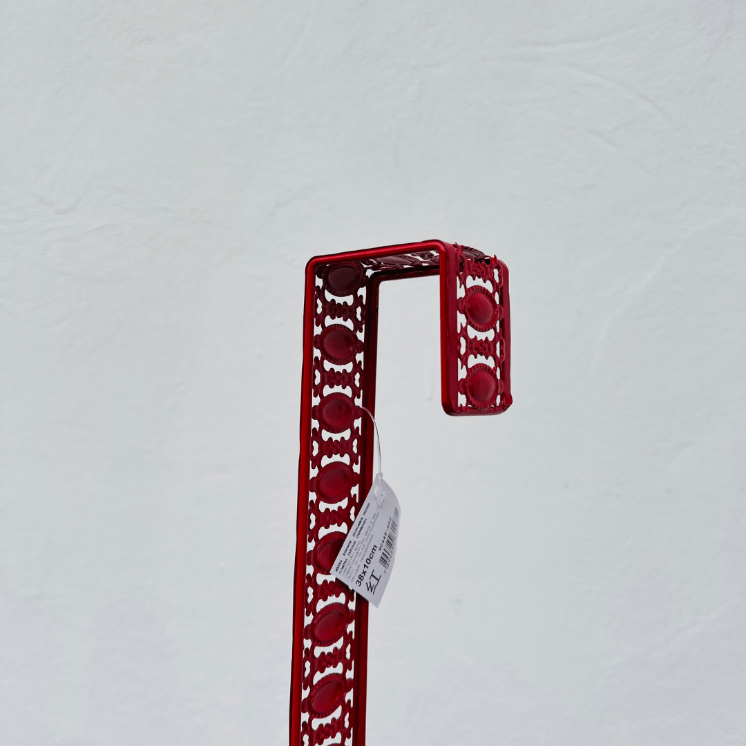 Suporte de Guirlanda Natalino Vazado Vermelho 38x10cm