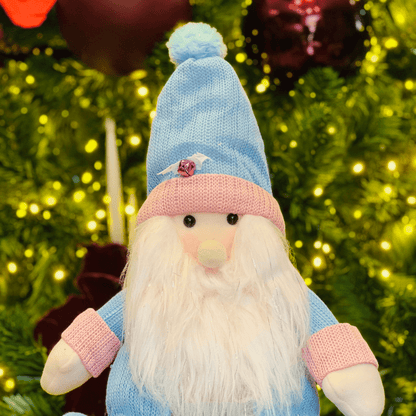Papai Noel Sentado Rosa e Azul 36cm