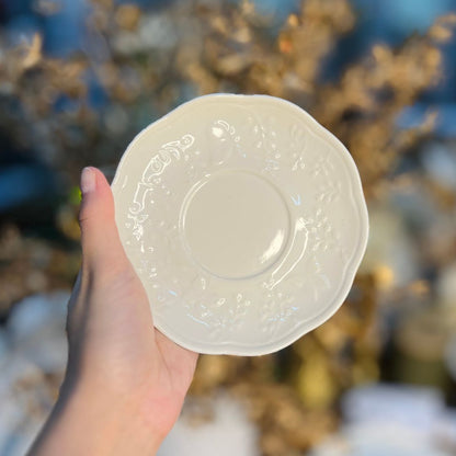 Xícara Com Pires de Porcelana New Bone Butterfly Flower - 200ml