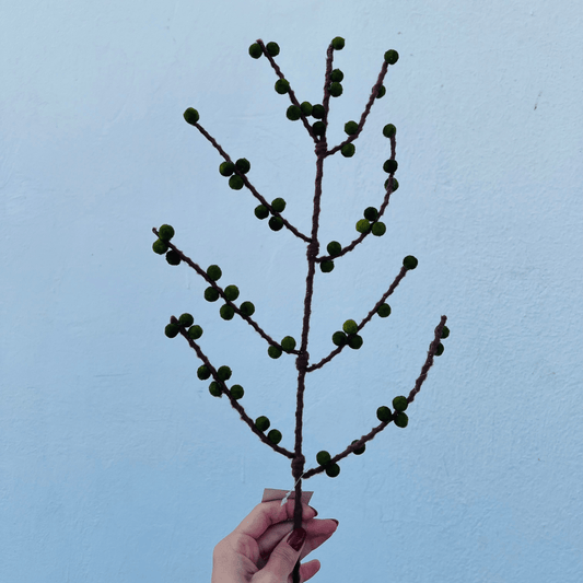 Haste Aveludada com Bolinhas Verde – 60cm