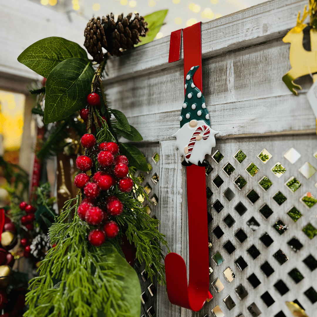 Suporte de Guirlanda Natalino Gnomo Vermelho 38x10cm