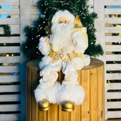 Papai Noel de Natal Sentado Champanhe e Dourado – 45cm
