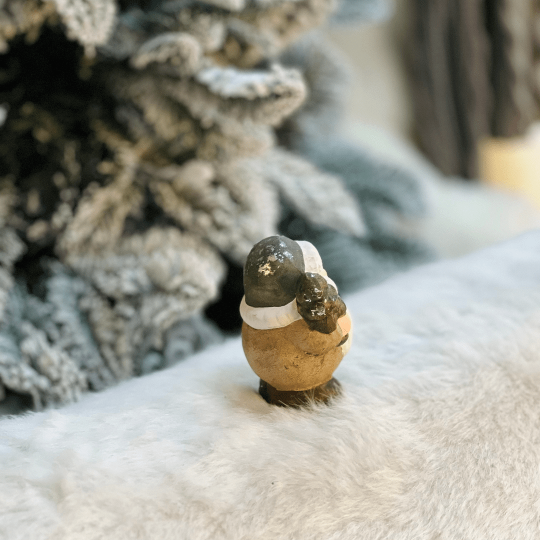 Mini Papai Noel Verde de Cerâmica 8cm