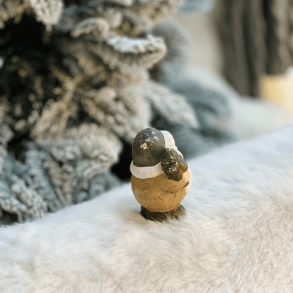 Mini Papai Noel Verde de Cerâmica 8cm