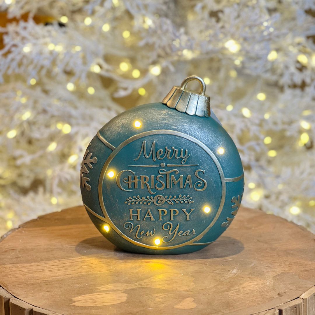 Bola Decorativa com LED em Resina | 20x18cm