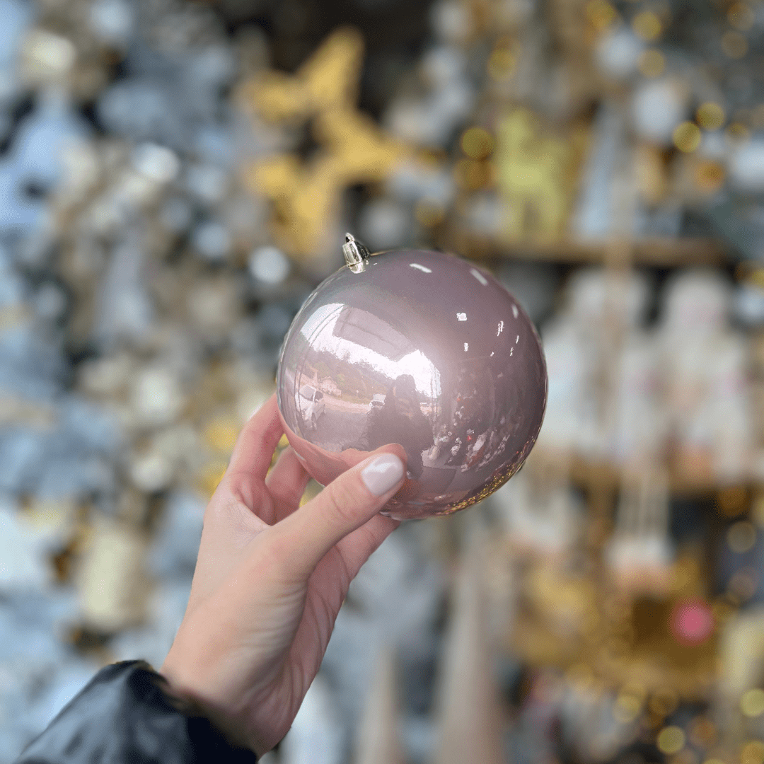 Jogo 4 Bolas Natalinas Peroladas Rosê 12cm