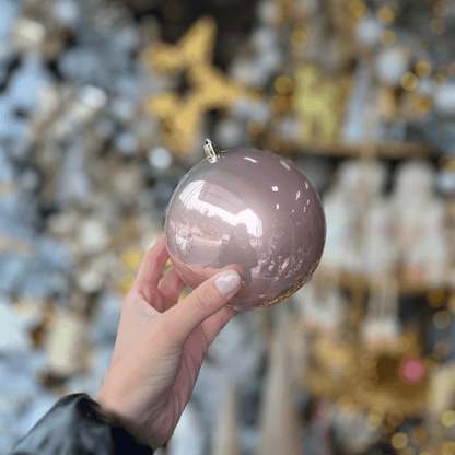 Jogo 4 Bolas Natalinas Peroladas Rosê 12cm