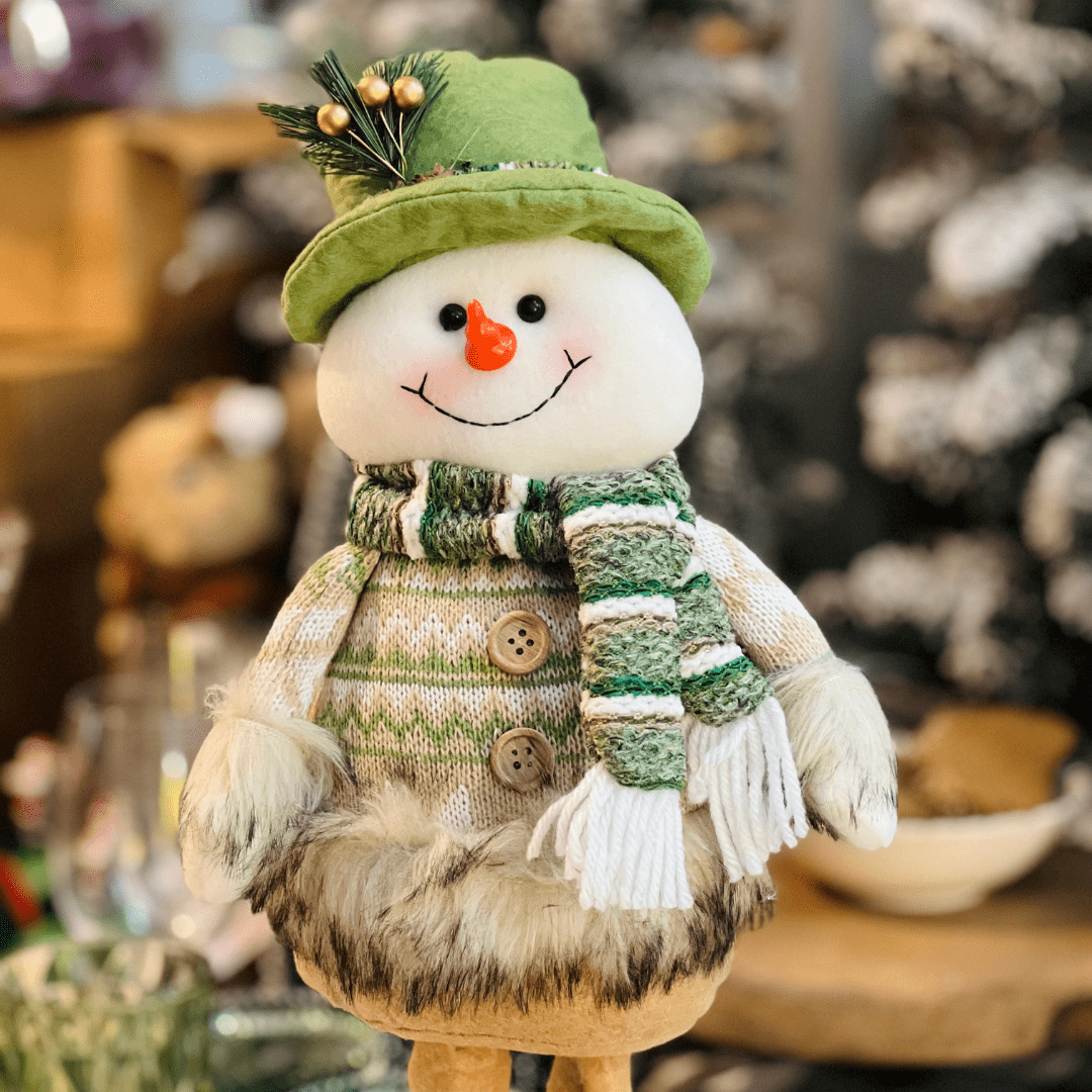 Boneco de Neve Natalino Em Pé Verde 53cm