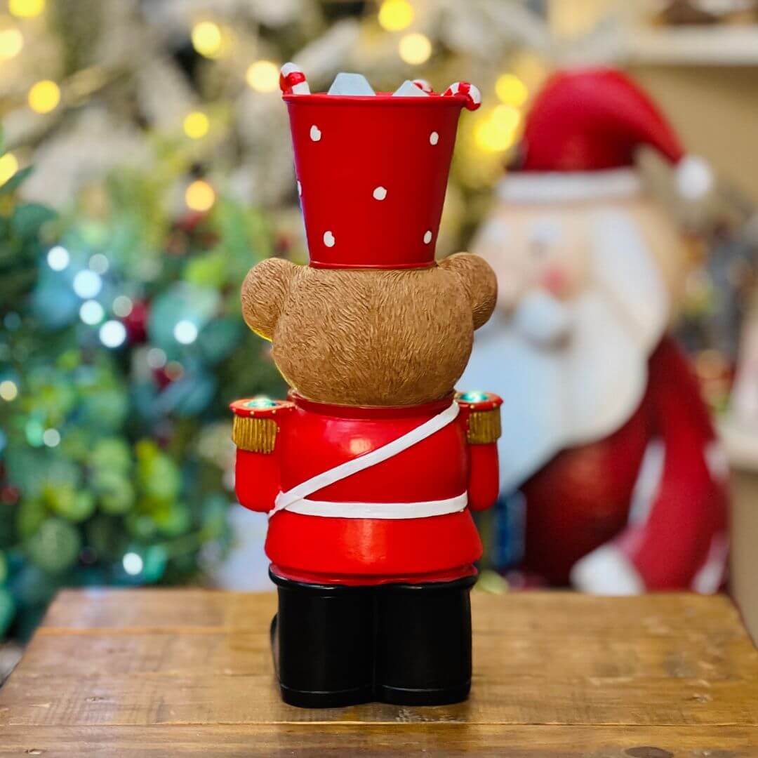 Urso Decorativo Soldadinho Com LED - 30cm