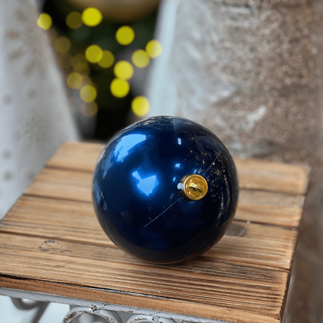 Jogo Com 6 Bolas Peroladas Azul Escuro 10cm