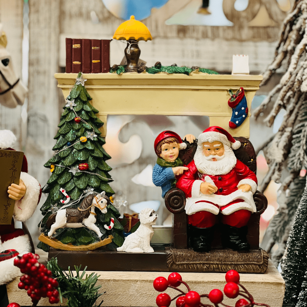 Cenário Sala do Noel Com Led de Resina 30,5x27cm