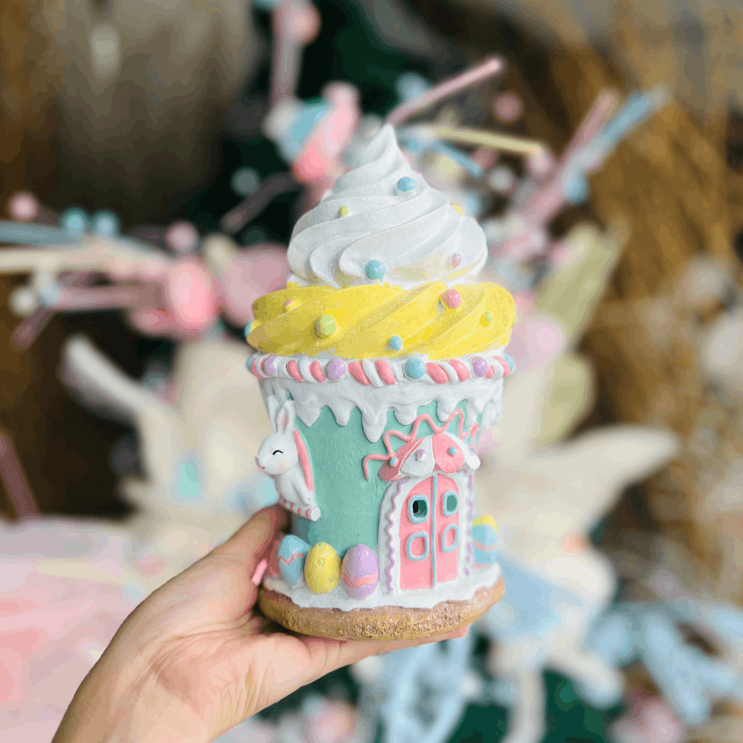 Casinha Cupcake de Páscoa de Resina 23cm